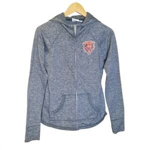 NFL Womens Gray Full Zip Long Sleeve Thumb Hole Kangaroo Pouch Hoodie Size S
